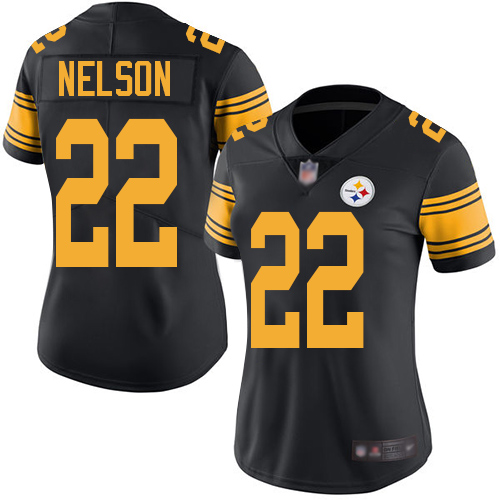 Women Pittsburgh Steelers Football #22 Limited Black Steven Nelson Rush Vapor Untouchable Nike NFL Jersey